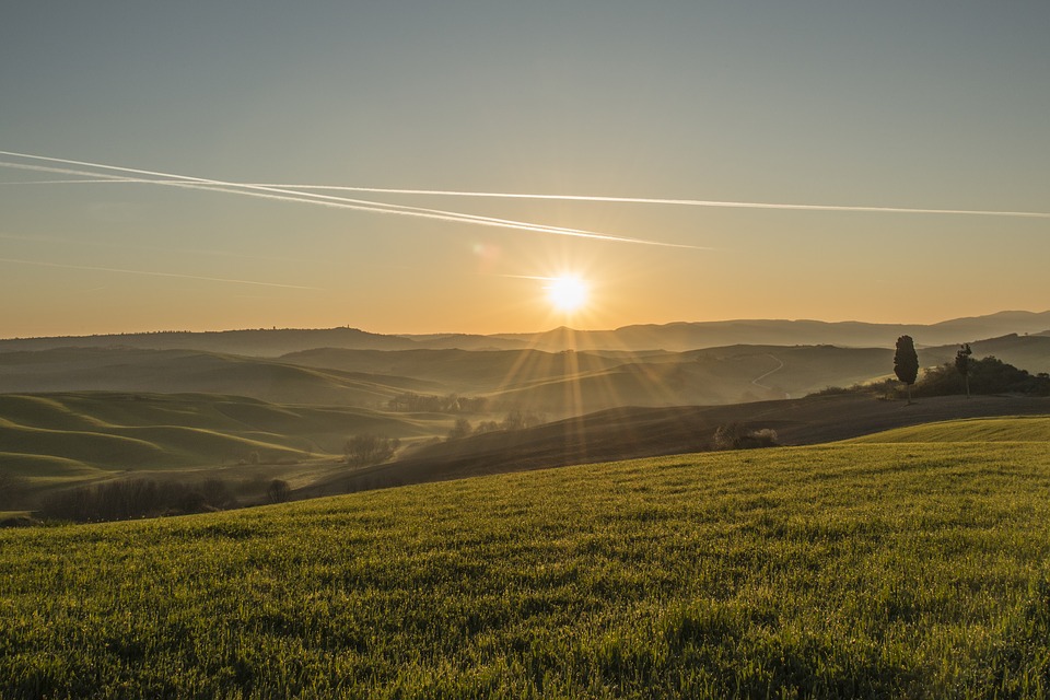 tuscany, landscape, sunset