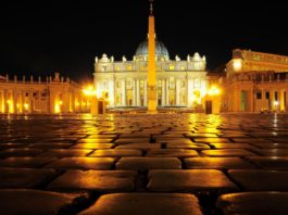 st.peter's square at night