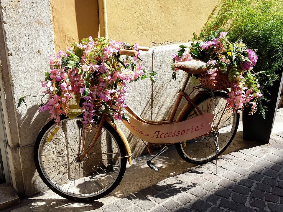 bicycle, flowers, italy