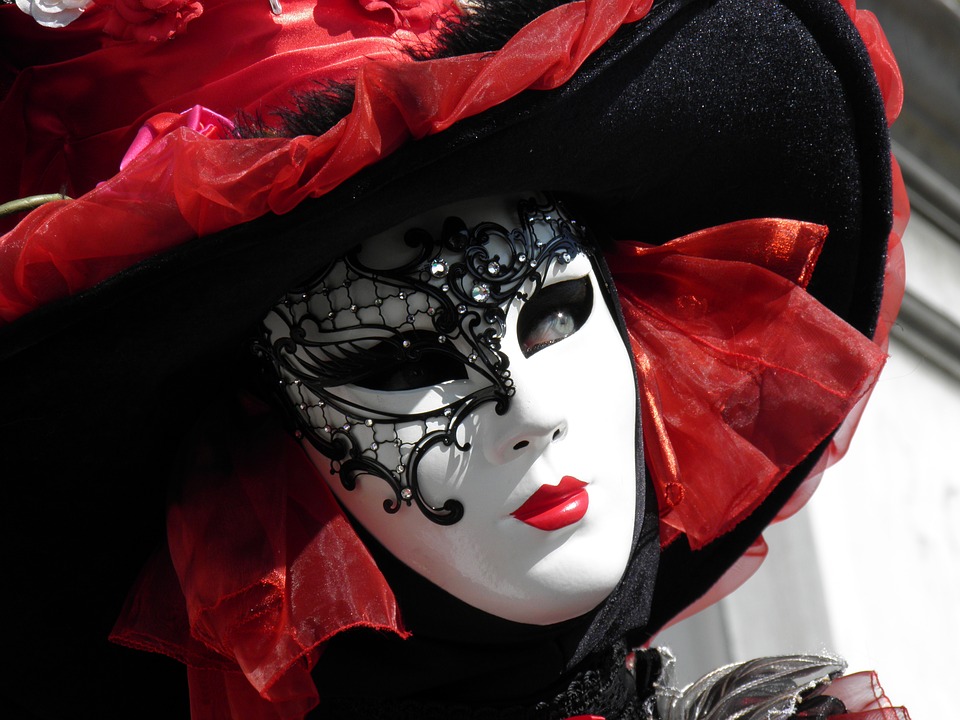 venice, mask, red