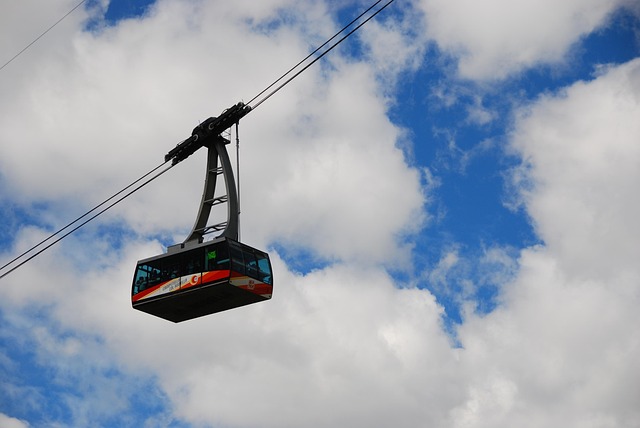 cable car, mountain, sky, clouds, blue sky, nature, blue, dolomites