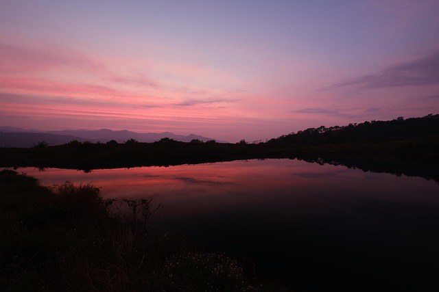 lake, mountains, sunset, twilight, dusk, evening, reflection, water, silhouette, shadow, scenery, scenic, nature, dark, alps, dolomite, alpenpanorama, belluno, italy