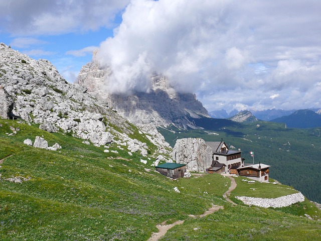 mountains, mountain hut, nature, dolomites