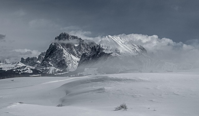 mountain, snow, snow landscape, nature, fog, winter, wilderness, mountains, summit, heaven, clouds, dolomites