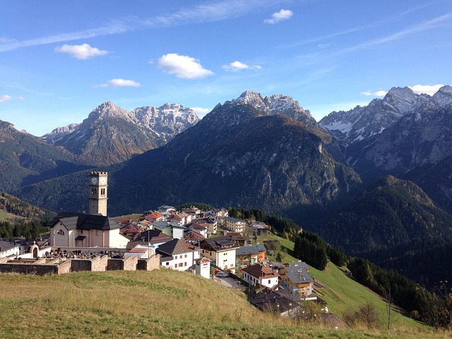 panorama, mountain, view, sky, nature, sun, summer, lawn, dolomites