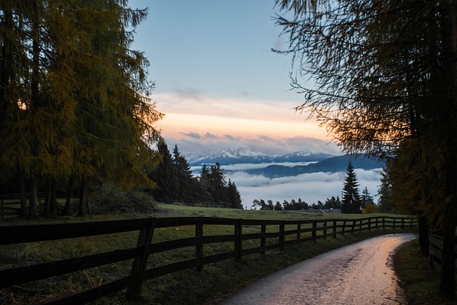 pathway, road, sunset, fence, selva marine, clouds, sky, fog, mountains, alpine, nature, alps, landscape, afterglow, nebellandschaft, idyll, mountain range, dolomites, panorama, south tyrol, pathway, pathway, pathway, pathway, pathway, road, fence, fence, fence, fence