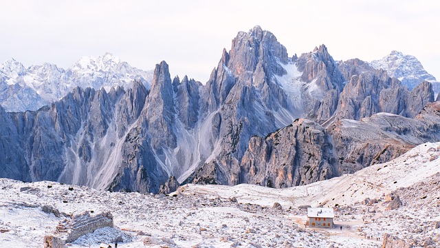 peak, hut, dolomite, italy