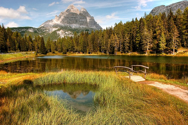 three peaks, dolomites, mountains, alps, italy, south-tirol, rock, big pinnacle, lavaredo, dolomite, western zinne, rock face, steep wall, small gargoyle, nature, rockclimbing, natural wonders, summer, clouds, path, trail, landscape, hike, trees, heaven, green, forest, promenade, blue, idyllic, panorama, outlook, stone, landscape path, hiking trail
